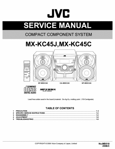 JVC MX-KC45J To MX-KC45C Unassembly Manual